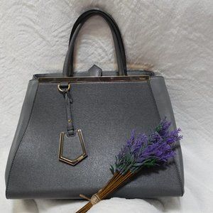 FENDI 2JOURS 2-WAY Vitello Elite Tote Bag, Gray